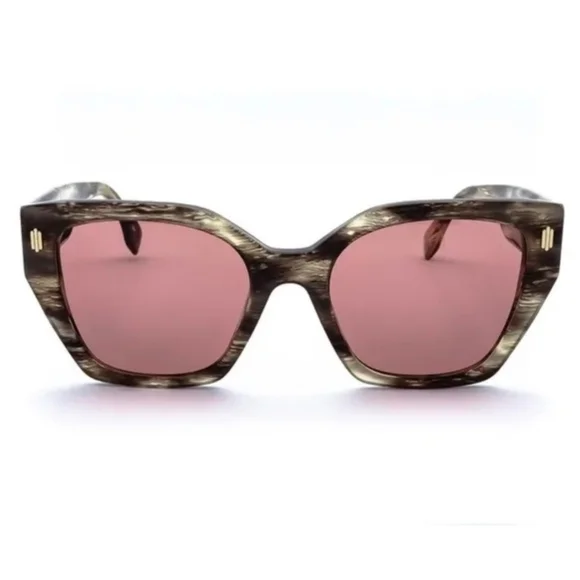 NEW AUTH FENDI FE40070I Havana Pattern Brown Pink lens Square sunglasses